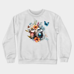 Spring Floral Camera Crewneck Sweatshirt